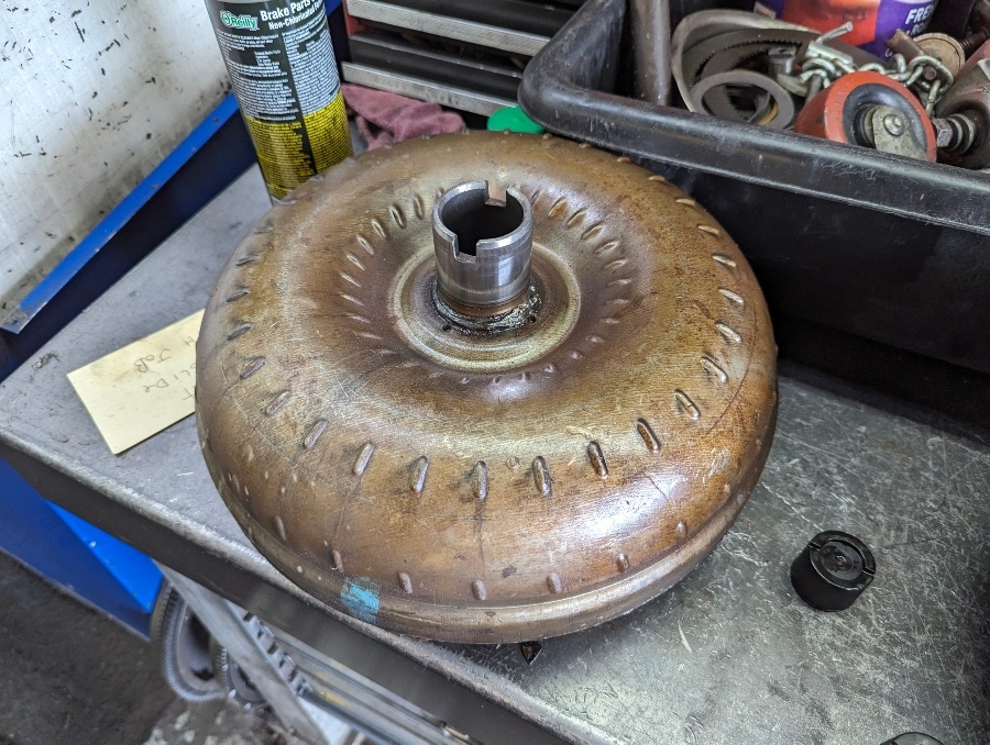 A worn torque converter pulled during a transmission rebuild