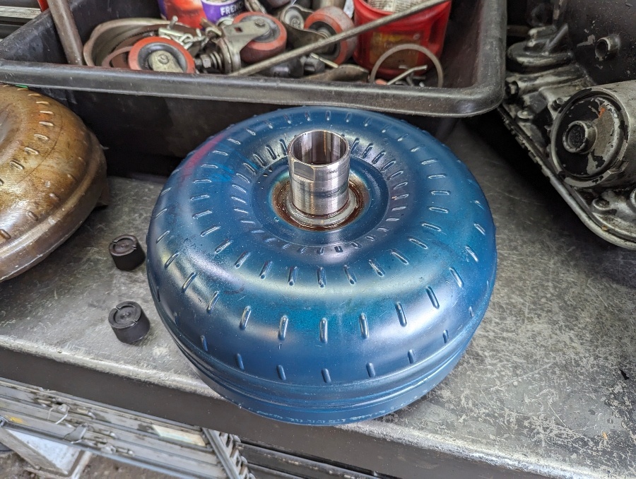 A new torque converter ready for installation — every rebuild gets one